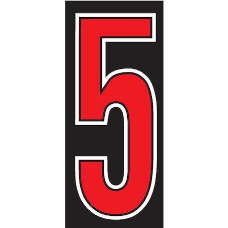 Ez Line 7 1/2" Red, Black & White Adhesive Windshield Numbers: 5 Pk12 103-EZ-5